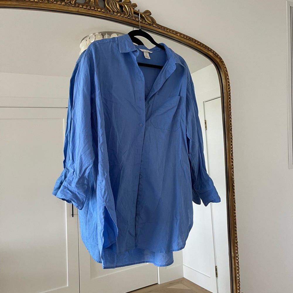 H&M Linen Blue Button down